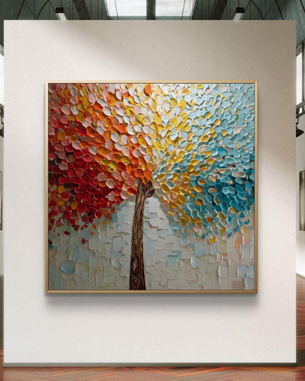 Colorful abstract painting in a modern art gallery