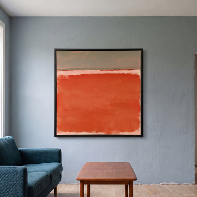 Orange Horizon — in its individually designed living room; digital artwork visualization
