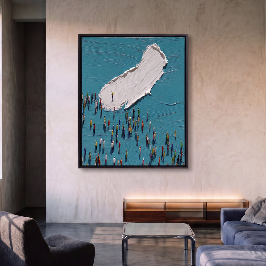 Center Stage original hand-painted abstract art in modern living room
