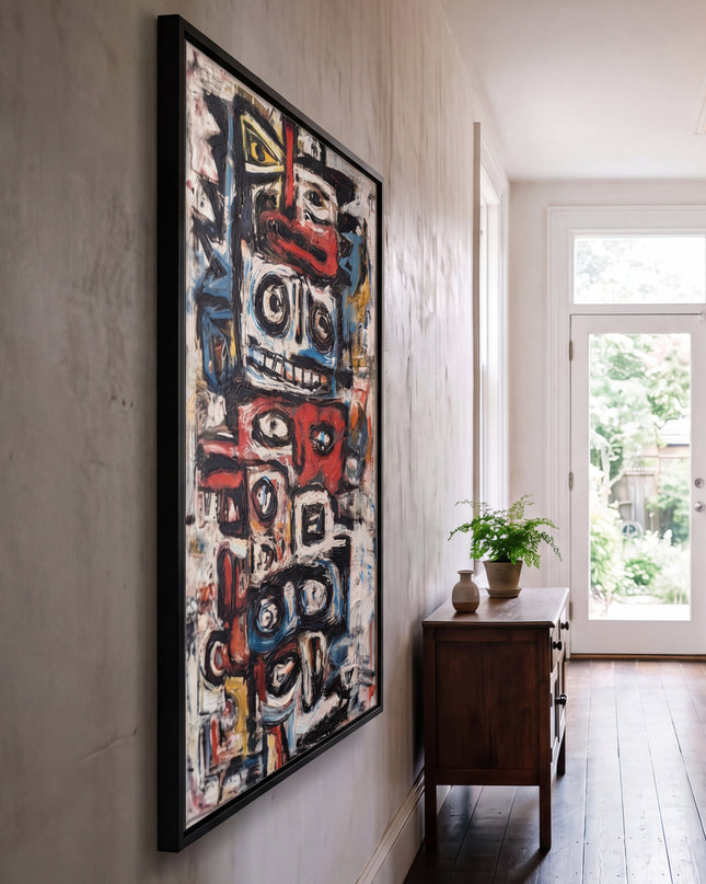 Festival Spirits hand-painted cityscape painting displayed in an elegant dining room