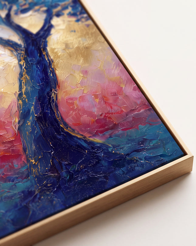 Close-up detail of Flourish showing canvas texture and brushwork