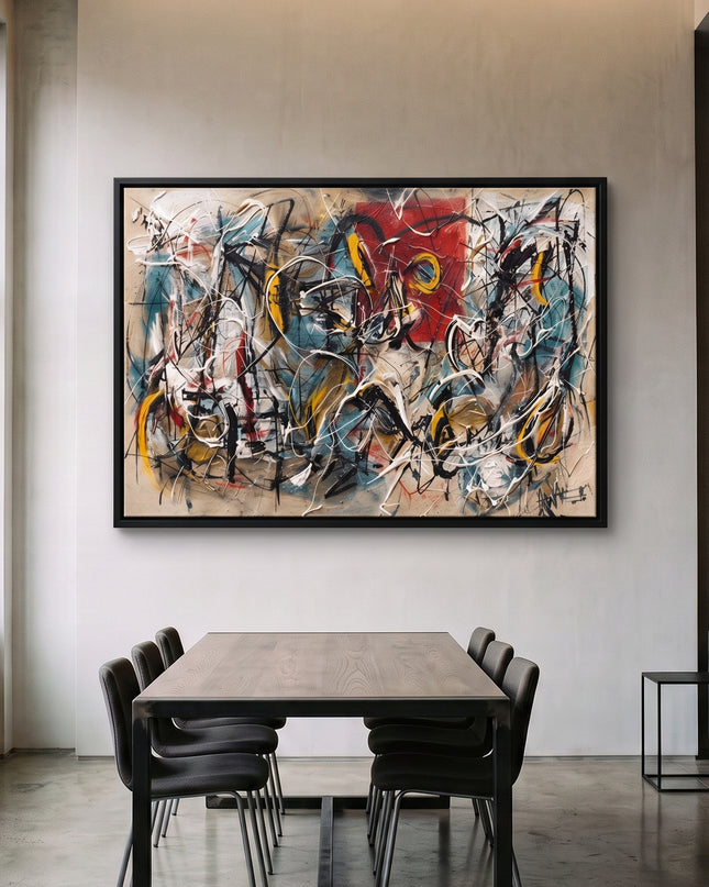 Perfect Storm hand-painted figurative painting displayed in a serene bedroom