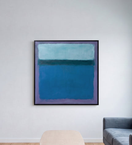 Blue Continuum — in its individually designed living room; digital artwork visualization