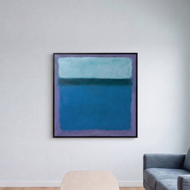 Blue Continuum — in its individually designed living room; digital artwork visualization