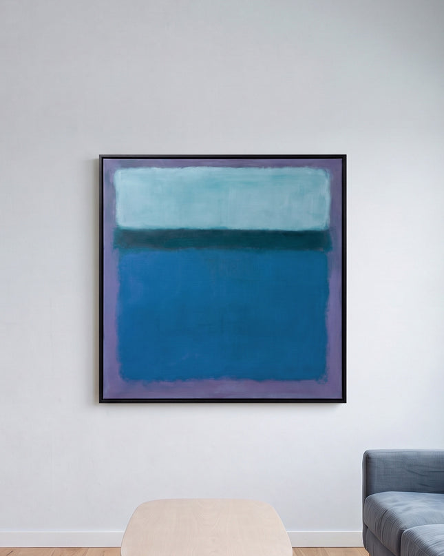 Blue Continuum — in its individually designed living room; digital artwork visualization