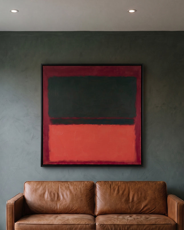 Crimson Chamber — in its individually designed living room; digital artwork visualization