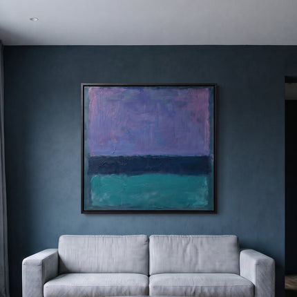 Deep Blue Rest — in its individually designed living room; digital artwork visualization