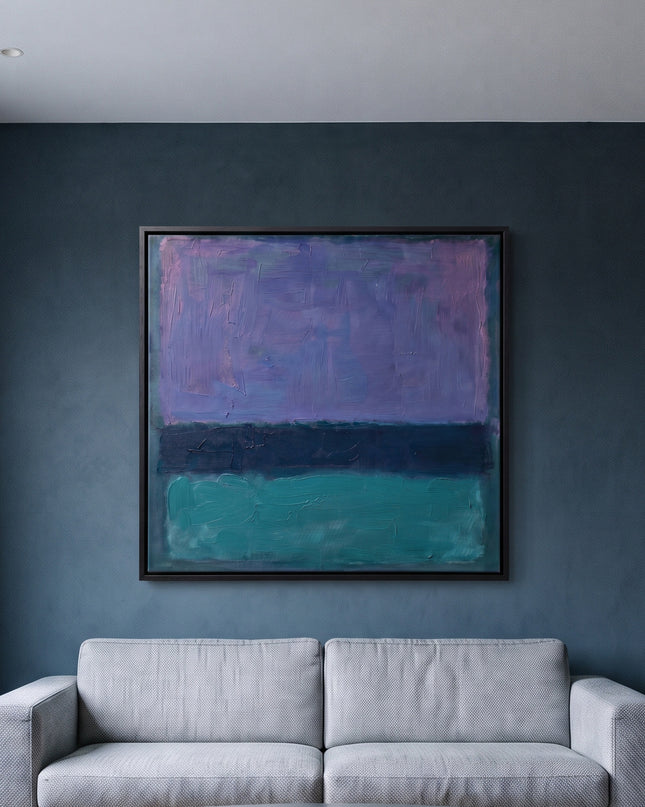 Deep Blue Rest — in its individually designed living room; digital artwork visualization