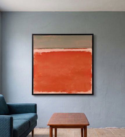 Orange Horizon — in its individually designed living room; digital artwork visualization