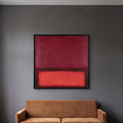 Red Under Silence — in its individually designed living room; digital artwork visualization