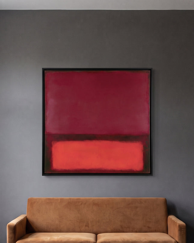 Red Under Silence — in its individually designed living room; digital artwork visualization