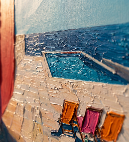 Close-up detail of Quiet Escapes showing textured brushwork and color detail