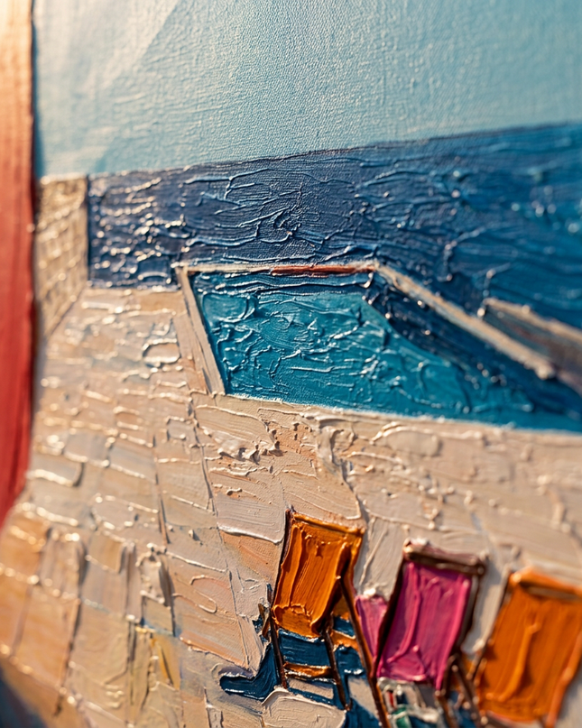 Close-up detail of Quiet Escapes showing textured brushwork and color detail