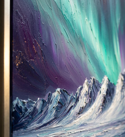 Close-up detail of Whispers of the North showing textured brushwork and color detail
