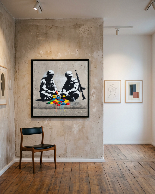 Peace Builders displayed in a contemporary gallery setting