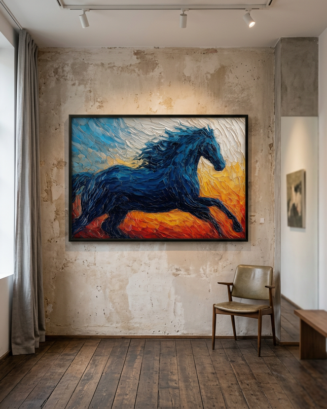 Morning Rider displayed in a contemporary gallery setting