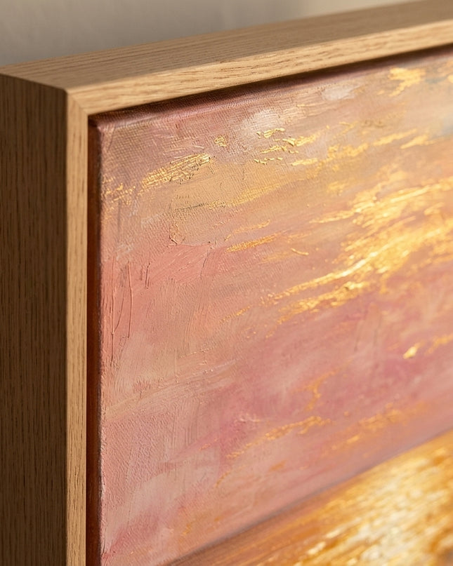 Close-up detail of Golden Horizon showing textured brushwork and color detail