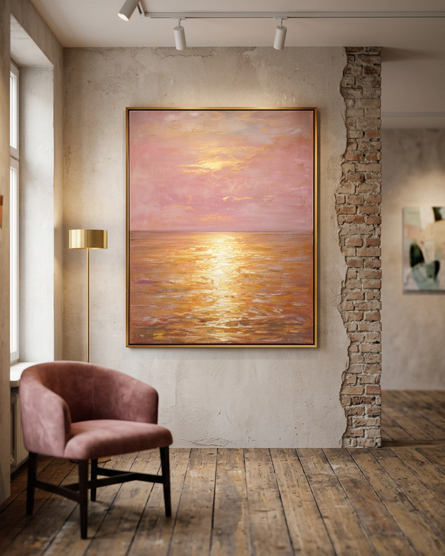 Golden Horizon displayed in a contemporary gallery setting