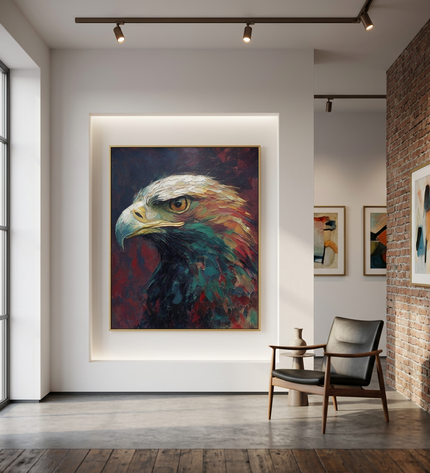 Watchful Hunter displayed in a contemporary gallery setting