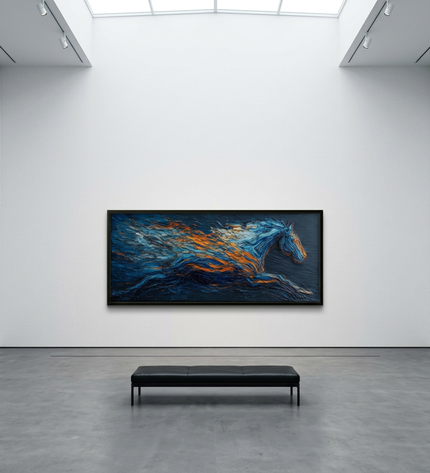 Bluefire Stallion displayed in a contemporary gallery setting