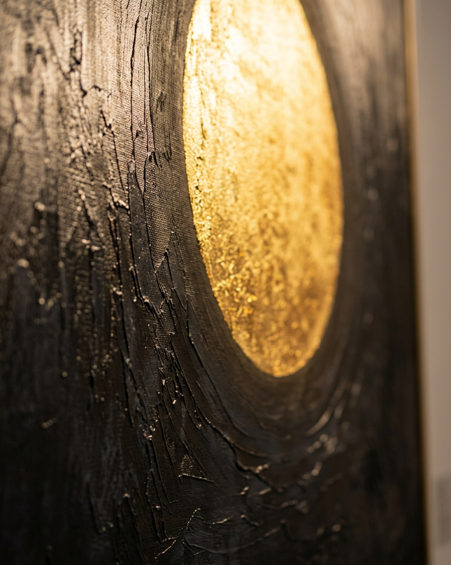 Close-up detail of Sphere of Serenity showing textured brushwork and color detail