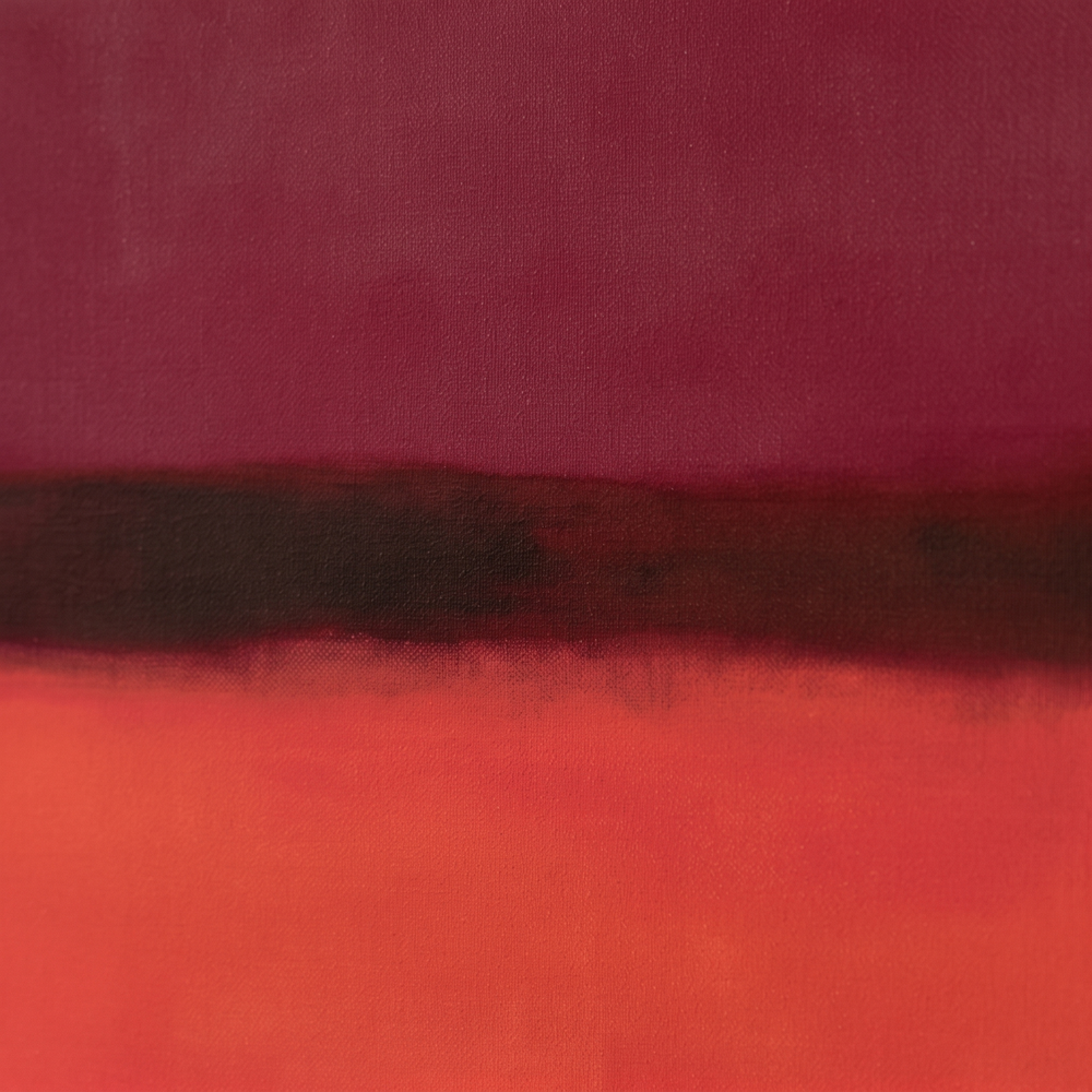 Paint and brushwork of Red Under Silence up close