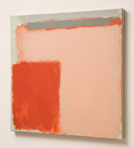 Apricot Interval — unframed stretched canvas with natural linen sides; digital artwork visualization