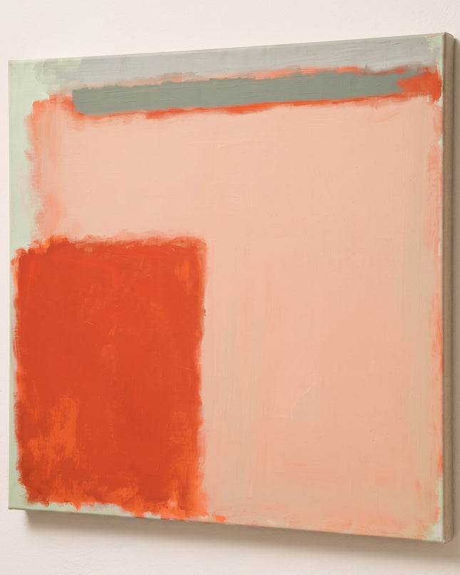 Apricot Interval — unframed stretched canvas with natural linen sides; digital artwork visualization