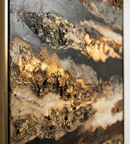 Close-up detail of Aurum Strata showing textured brushstrokes and gold leaf