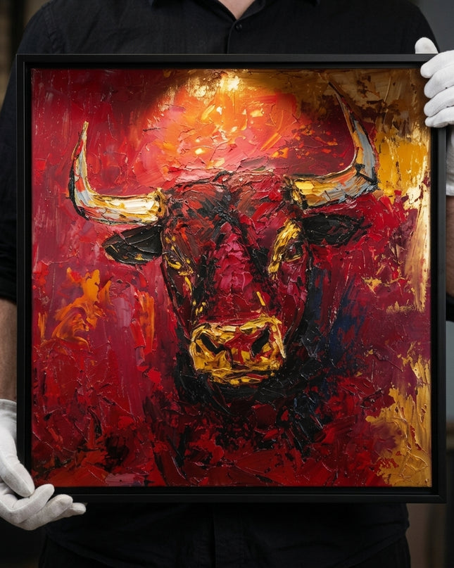 Bull of Fortune - Gallerist holding painting