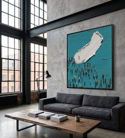 Center Stage original painting displayed in a modern living room