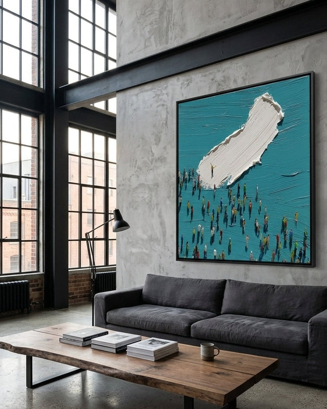 Center Stage original painting displayed in a modern living room