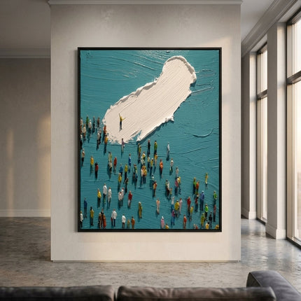 Center Stage original hand-painted abstract art in modern living room