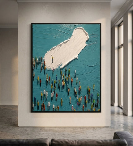 Center Stage original hand-painted abstract art in modern living room