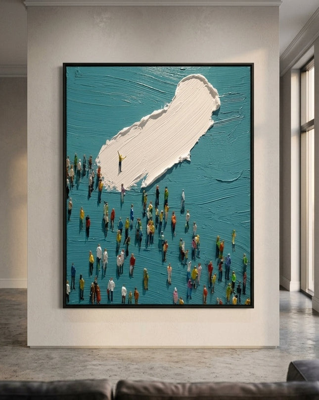 Center Stage original hand-painted abstract art in modern living room