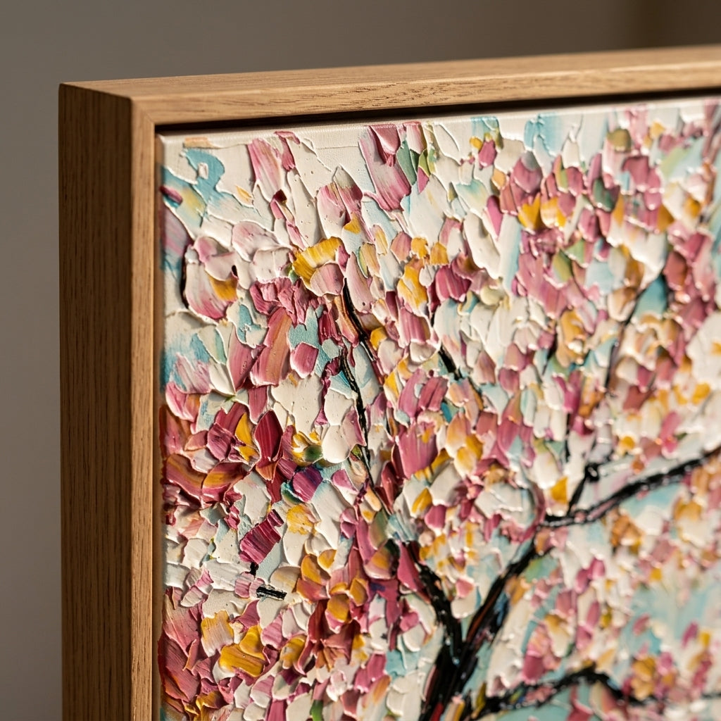 Side view of a framed Artmere artwork showing canvas depth