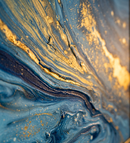 Close-up detail of Ocean of Stars showing textured impasto brushwork and color detail