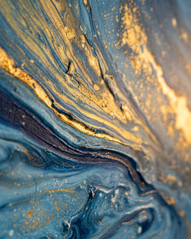 Close-up detail of Ocean of Stars showing textured impasto brushwork and color detail