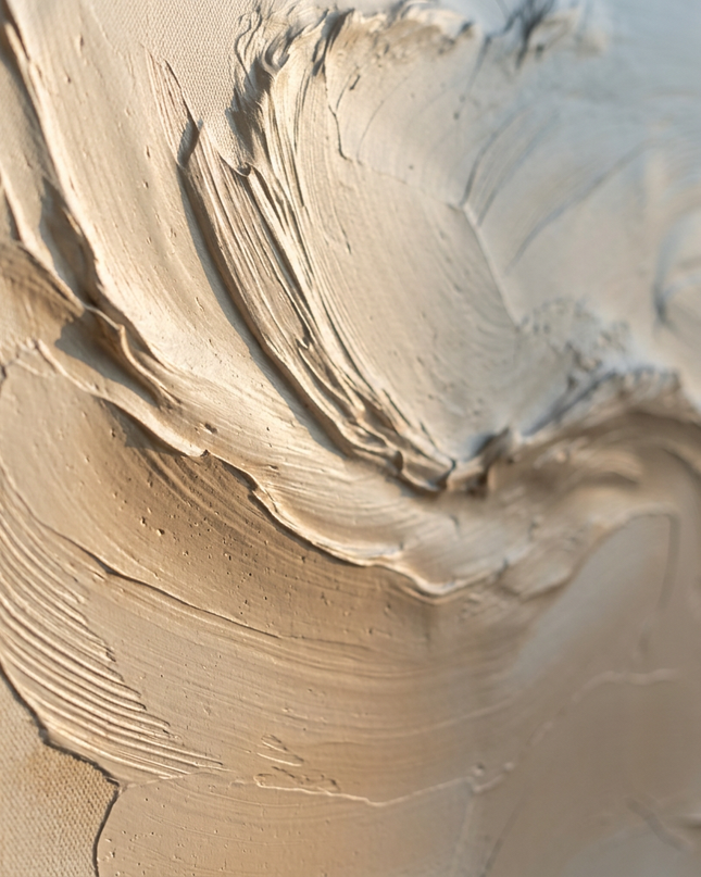 Close-up detail of Lunar Tides showing textured impasto brushwork and color detail