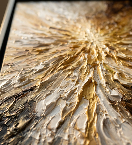 Close-up detail of Solar Eruption showing textured impasto brushwork and color detail