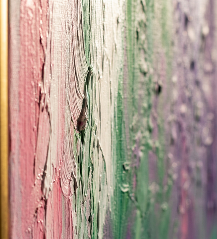Close-up detail of Northern Colors showing textured impasto brushwork and color detail