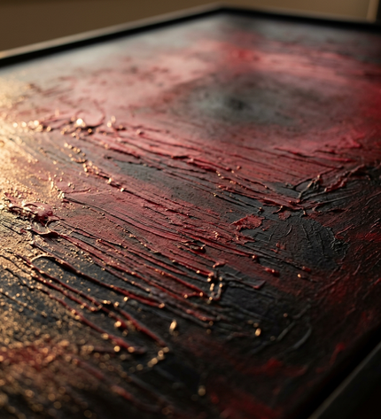 Close-up detail of Ruby Glow showing textured impasto brushwork and color detail