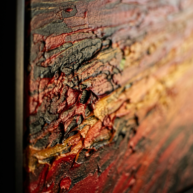 Close-up detail of Passion Ripples showing textured impasto brushwork and color detail