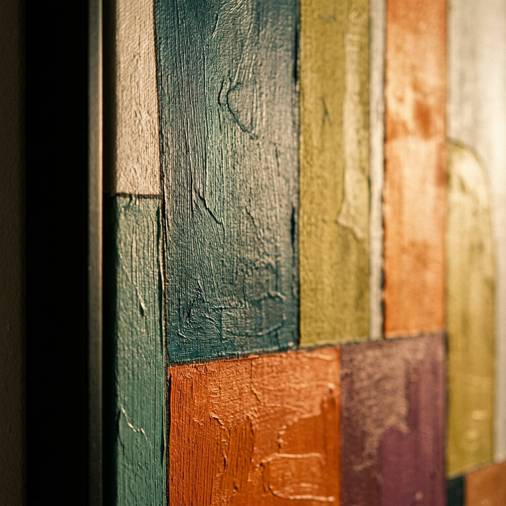 Paint and brushwork of Urban Mosaic up close