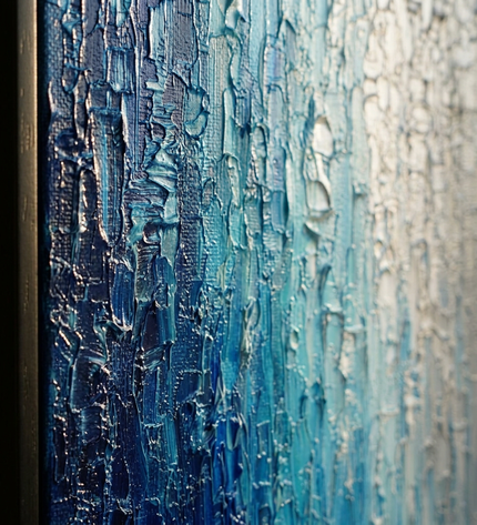 Close-up detail of Silver Tide showing canvas depth, frame profile and stretcher bars