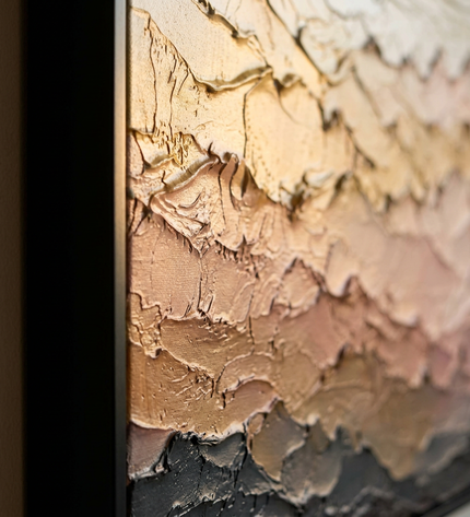 Close-up detail of Canyon Light showing textured brushwork in amber and red tones