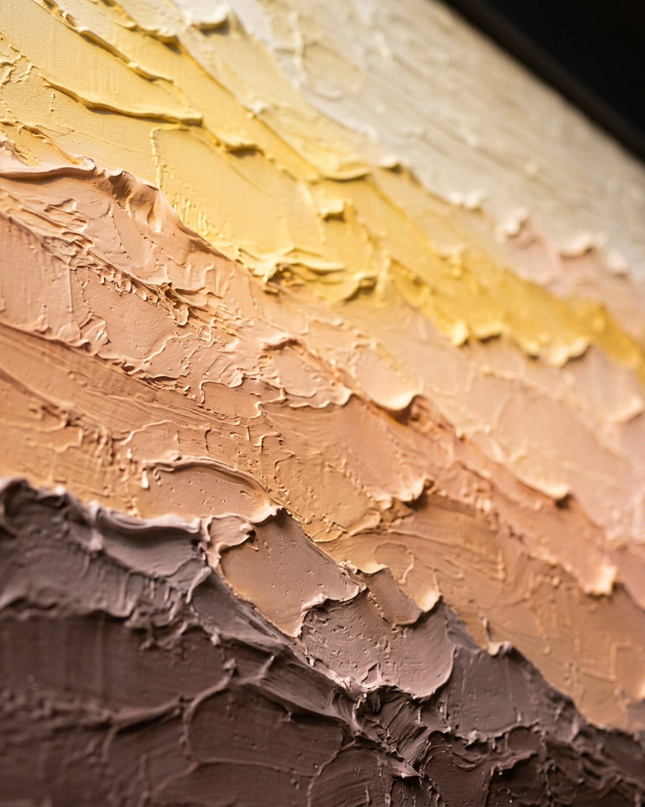 Close-up detail of Canyon Light showing textured brushwork in amber and red tones
