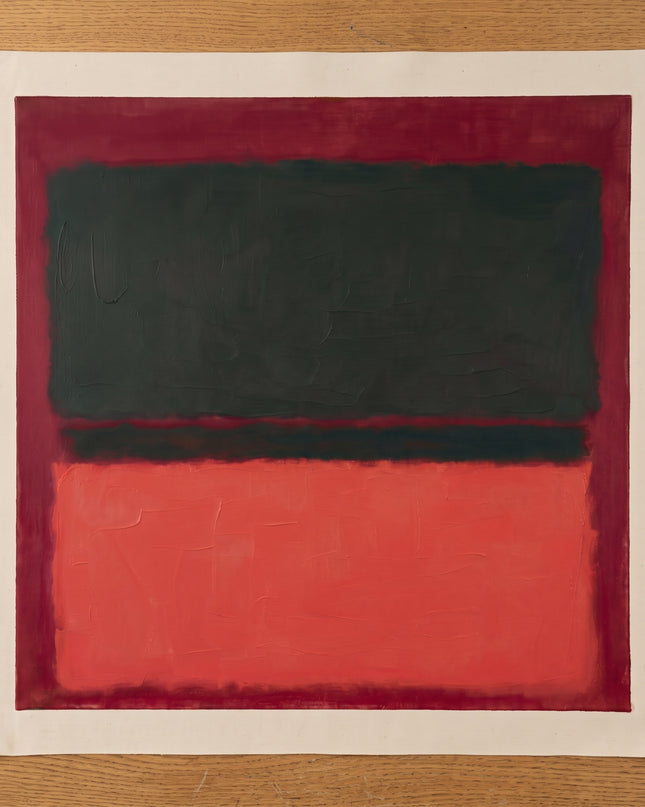 Crimson Chamber — flat unstretched canvas with blank margins; digital artwork visualization
