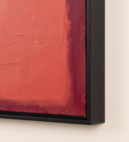 Crimson Chamber — framed corner and paint-surface detail; digital artwork visualization