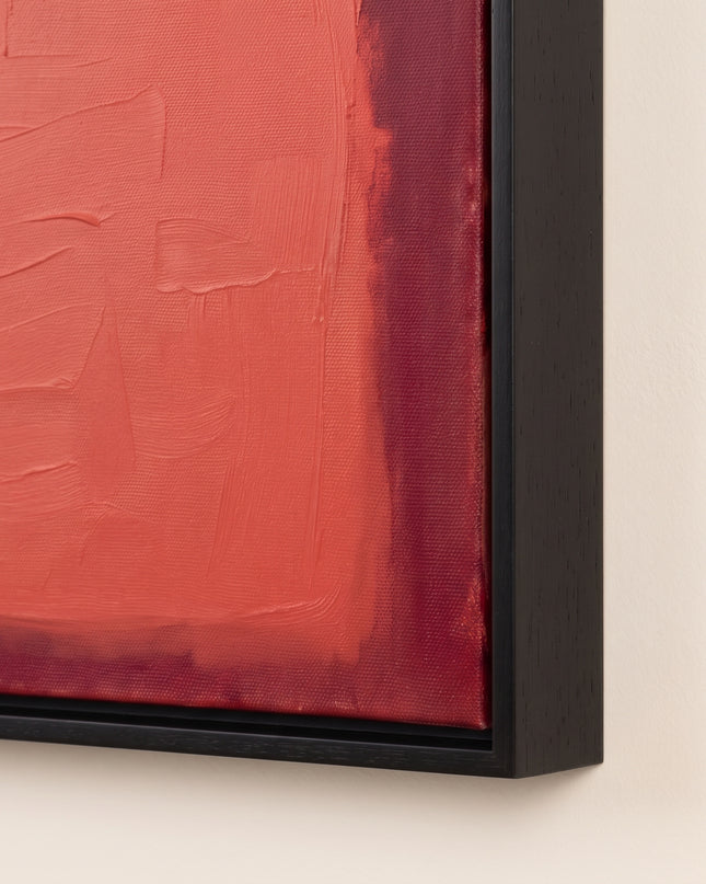 Crimson Chamber — framed corner and paint-surface detail; digital artwork visualization